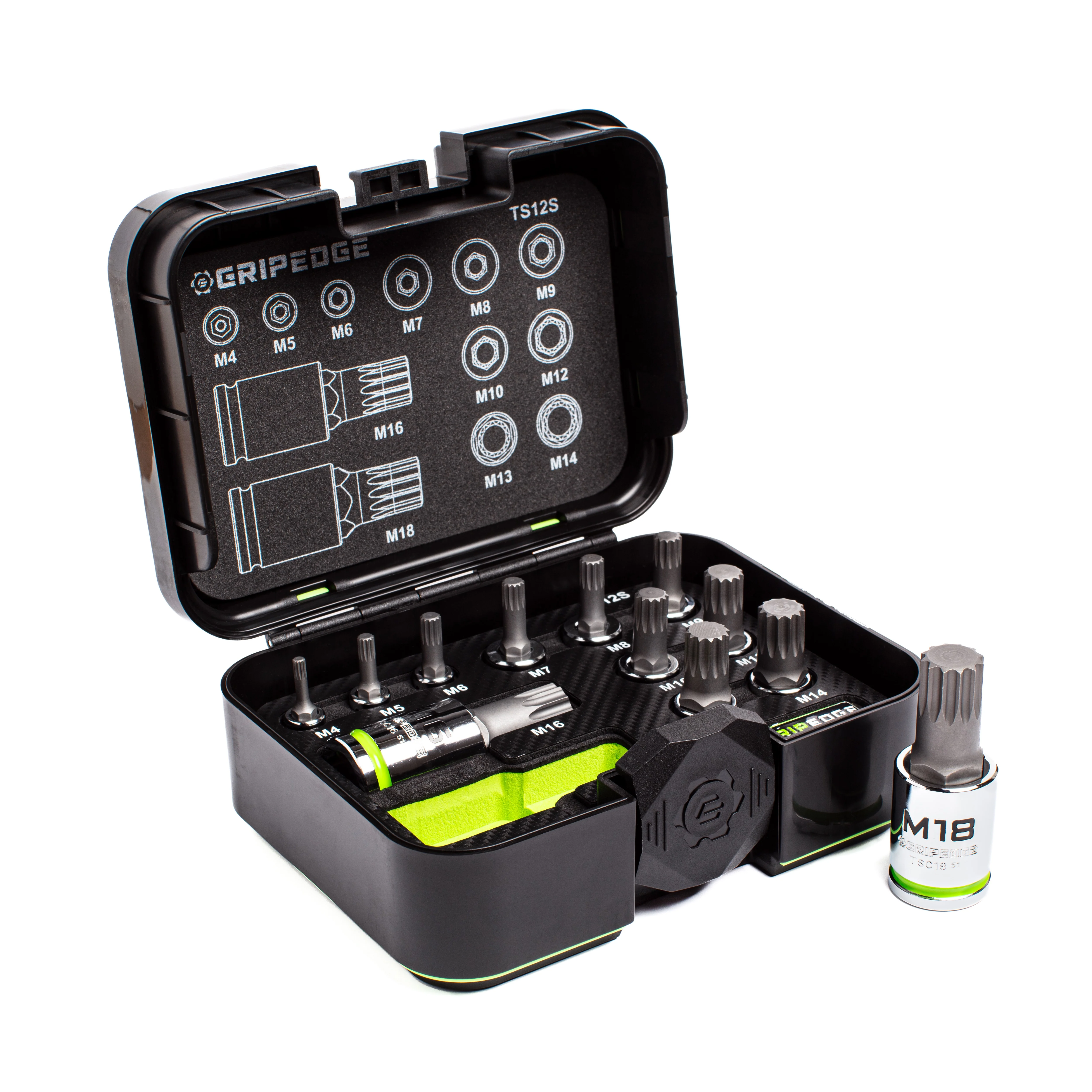 GripEdge | 12-PC RPT 1/4, 3/8 & 1/2" Drive Standard Triple Square Bit Socket Set - Image 3